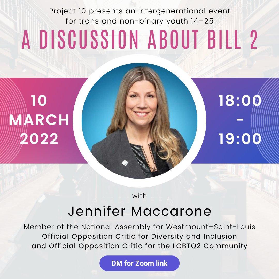 Join P10 and Jennifer Maccarone for an intergenerational event for youth 14-25 to discuss Bill 2.
 
Sign up here:
forms.gle/tcWeP9vYDxAv2N…