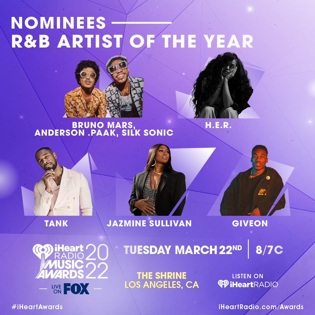 Who do you want to see win R&amp;B Artist of the Year? 

Watch the #iHeartAwards Tuesday, March 22nd LIVE on <a href="/foxtv/">FOX</a> at 8/7c to find out who wins!

Head to iHeartRadio.com/Awards for more info!