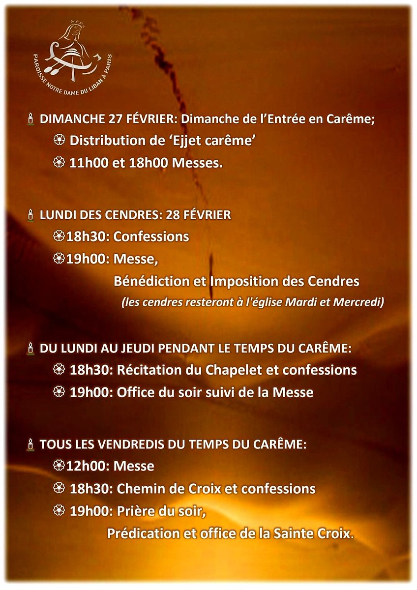 ndlparis's tweet photo. VIVRE LE CARÊME 2022 À NOTRE-DAME DU LIBAN À PARIS.
👇👇👇 https://t.co/LB0DXFX2Yt