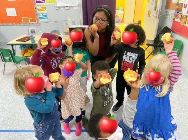 Jenkins4dc's tweet photo. As a preschool teacher and resident in a ward that endures food insecurity it was important to join @dchungersolutions in biting into apples today to support school breakfast programs that help eliminate food insecurity among children. #HearTheCrunch https://t.co/qSMxcVP3Mr