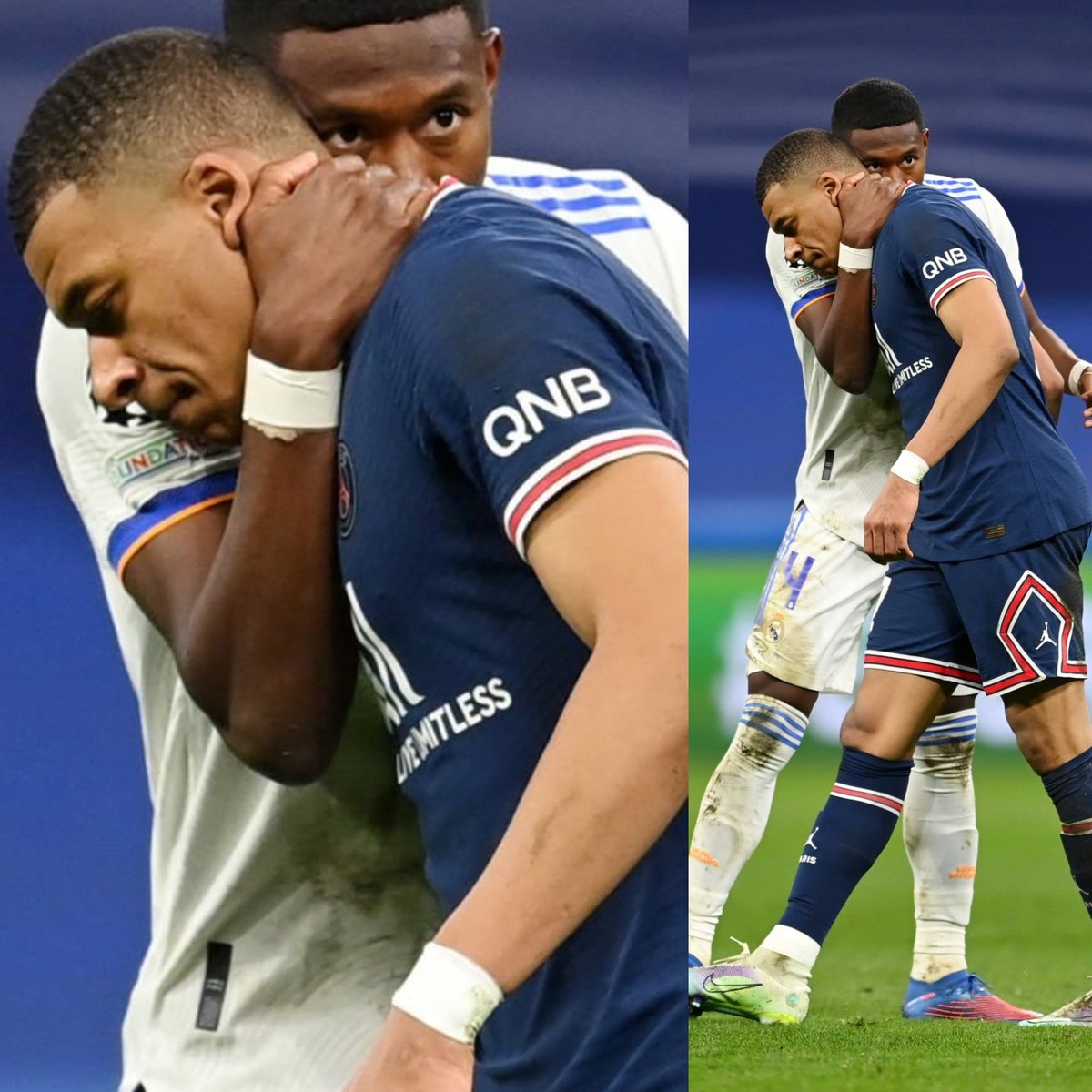 InvictosSomos's tweet photo. El futbolista del PSG que no merecía irse eliminado. En toda la serie, marcó 2 golazos, le anularon 2 anotaciones, provocó un penal y no dejó de generar. Kylian Mbappé se entregó, pero no pudo ante la grandeza del Real Madrid Club de Fútbol. Se dejó todo, y NO PUDO SER. https://t.co/YrPBgL0zeF