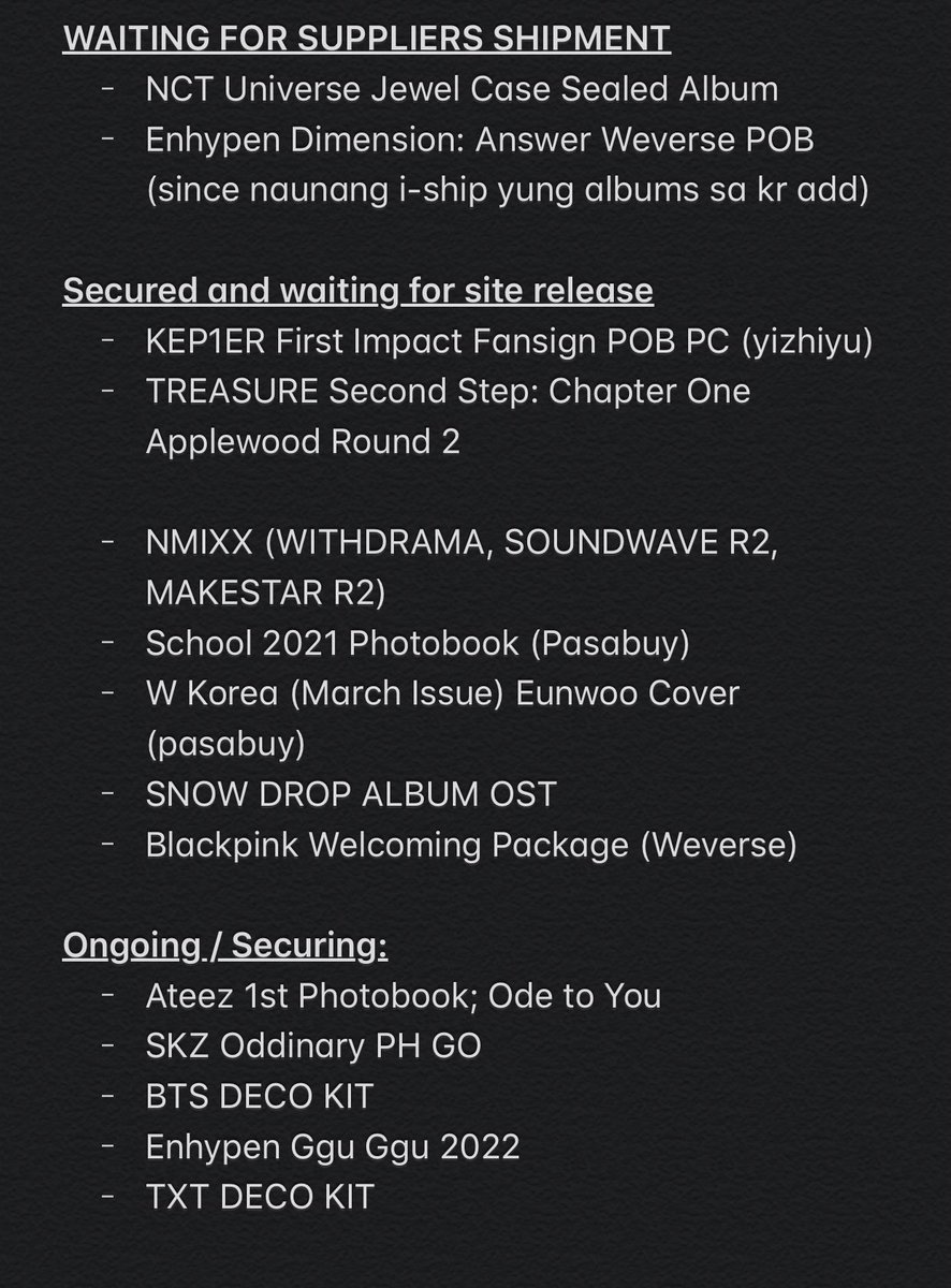 NewiCartPH's tweet photo. #NewiPH_Updates | Mass Update
📦 As of March 10, 2022 📦
> if ever there are concerns not stated below, kindly dm po~
Thank you so much for trusting ✨
1/4 https://t.co/5gvOPxJ32D