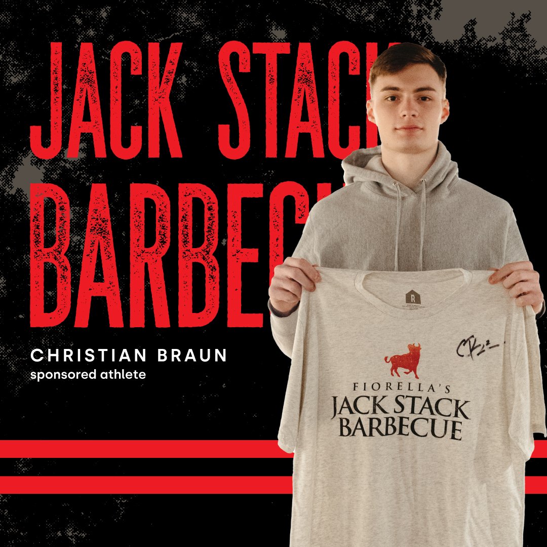 jackstackbbq's tweet photo. Bringing the 🔥 on the court to match the 🔥 in our Hickory-BBQ pits. We’re excited to welcome @Ballin25Braun to the #JackStackFamily.

🏀 fans, retweet this post by 3/11 for a shot at a Christian-signed t-shirt! https://t.co/CfEhZBIJj1