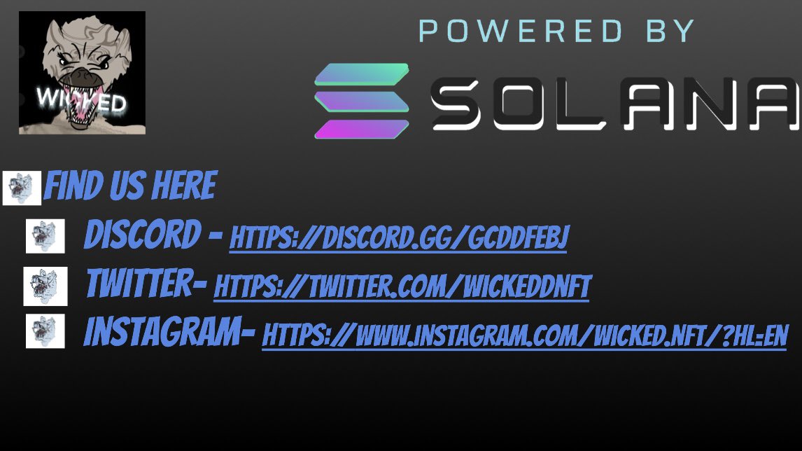 wickeddnft's tweet photo. Here’s where you can find us 
-Everyone share this post to help us grow!!!📈🚀 #solana #SolanaNFTs #wicked https://t.co/46Kvm4MvMw