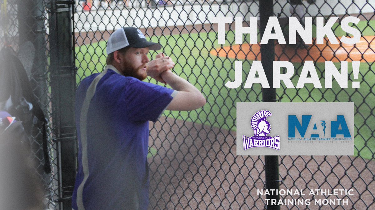 WinonaStateBase's tweet photo. Before we head back to Minnesota, we’d like to celebrate National Athletic Training Month. Today and everyday, we’re appreciative of the work our guy Jaran Defries does for our baseball program! Another thanks to Stace and the rest of her staff. https://t.co/f0POicH7Fl