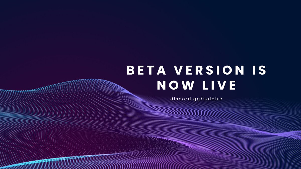 Solaire Network BETA version is now live

👉 First 10 new members on discord will receive Solarians role!
👉 discord.gg/solaire

#Solana #Riptide #SuperApp #Solanaszn