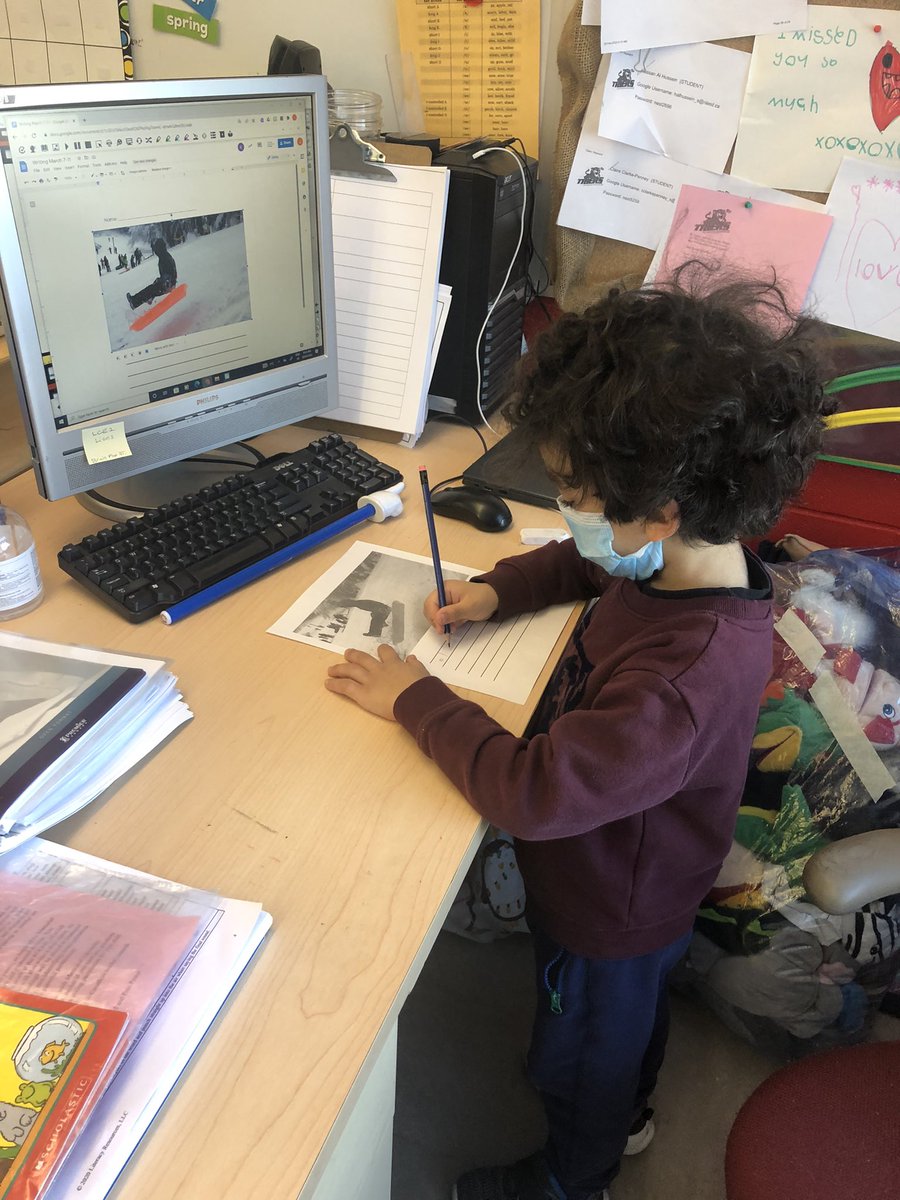 mrsjhayward's tweet photo. This friend was proud today to choose his teacher’s desk as his special writing spot. His teacher was so proud of his independence and engagement! #independentwriting #nodesknoproblem #flexibleseatingorstanding @StTeresasSchoo1 https://t.co/AFYa3eH6d9