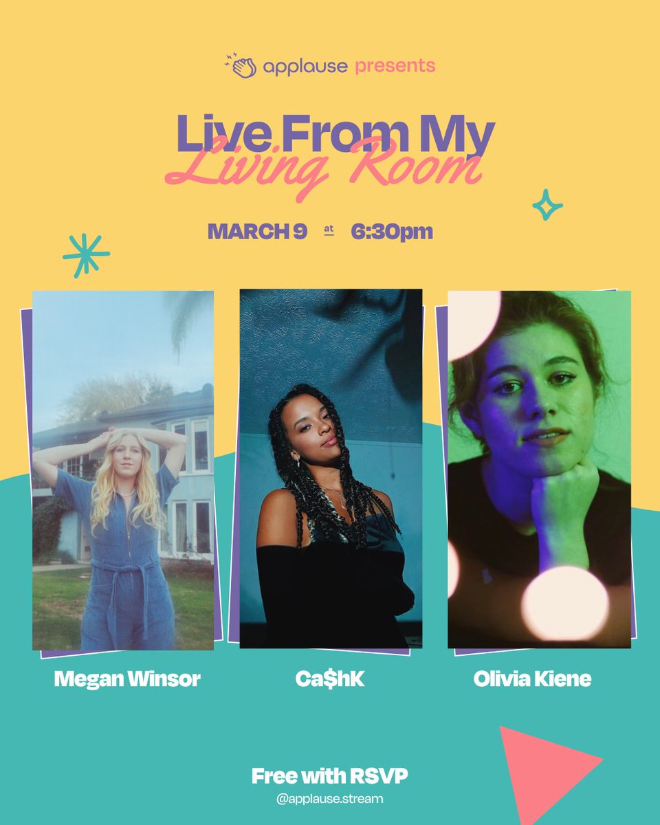 Applause_us's tweet photo. Next, the mid-week weekly we all know and love #LiveFromMyLivingRoom with Megan Winsor, Ca$hK, and Olivia Kiene hosted by the KWEEN Kelly Benini 

⏰ 6:30PM PST / 9:30PM EST 
https://t.co/wlczeGDQy5

🧵 3/3 https://t.co/H26YBLofVe