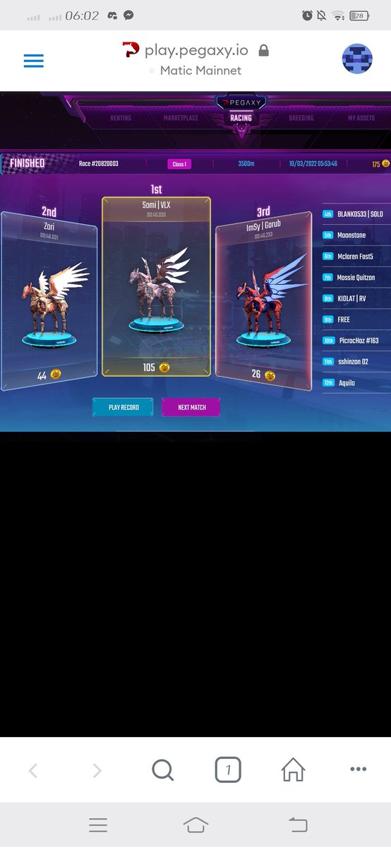 CalapisCris's tweet photo. Finally nakapagrace ulit tayo my ImSy Garub ko🐎 Wins ⭐🔥Ngayong Umaga💕❣️Thank you po ng marami my IMSY FAM @ImmortalSynG SAKALAM ehhh #SOLID💪
#ImmmortalSyndicateGuild🔥
#pegaxy🐴
#GandangLahi🔥
#YOBINATICS🥷 https://t.co/O7oRFaCjzE