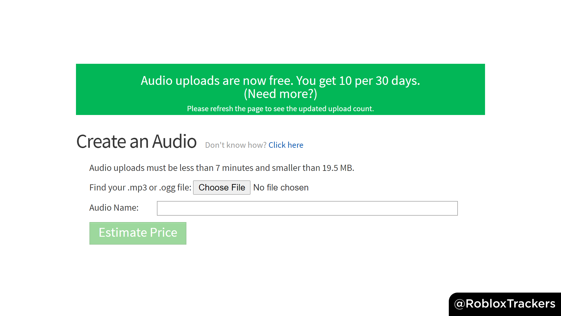 Roblox Trackers on X: 🔊 Audio uploads are now free. Developers