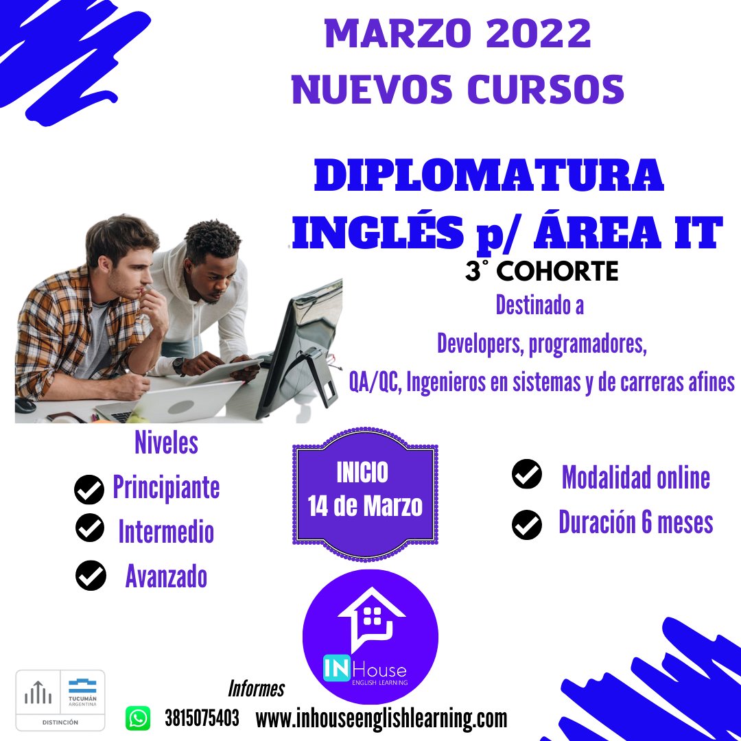 house_tuc's tweet image. Nuevas capacitaciones para el sector IT 
inhouseenglishlearning.com
#englishforit #software #english #course #online
