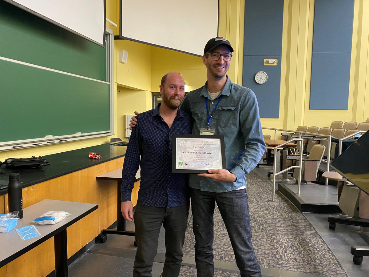 FloHetConf's tweet photo. ...And that's a wrap! @JTungsten presents the final lecture of #FloHet2022! Thanks for sharing the LONG history (dating back to 1760!) of decarboxylation including Tunge Lab contributions! Thank you to @OakwoodChemical for their generous support of this lecture! https://t.co/GwHrUsCx1v