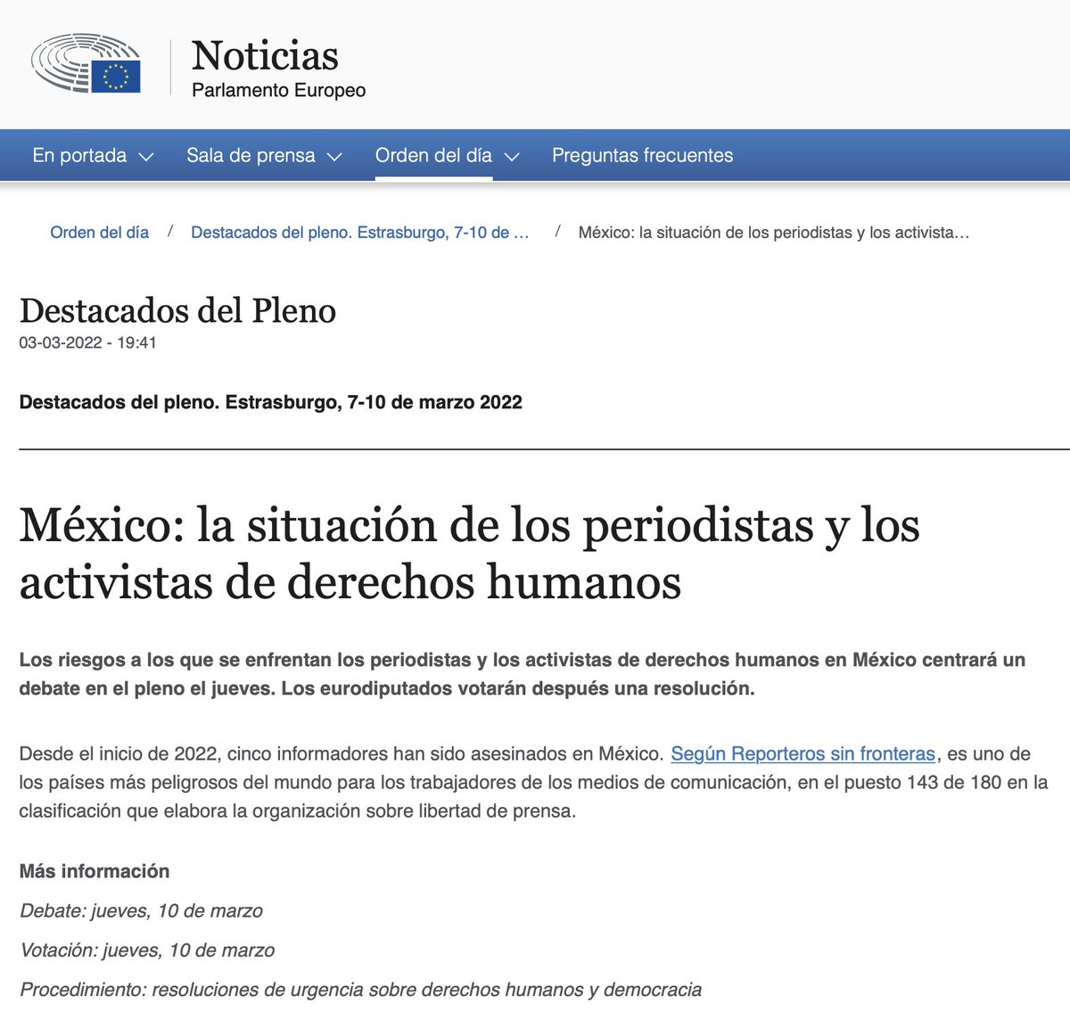 JorgeLara1's tweet photo. Mañana el Parlamento Europeo votará una resolución en que condenará los frecuentes ataques del presidente López Obrador a la libertad de prensa y, en particular, a los periodistas y trabajadores de los medios, incluso mediante la publicación de información personal confidencial. https://t.co/Wr59UqEx2V