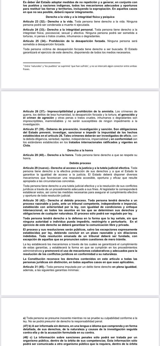 Este jueves el pleno votará en general el informe de la Comisión de Derechos Fundamentales. Son 50 artículos, entre ellos, los que hablan de Derecho de Propiedad, Derechos sexuales y reproductivos, Libertad de emprender y Libertad de expresión. Aquí algunos👇🏻👀
