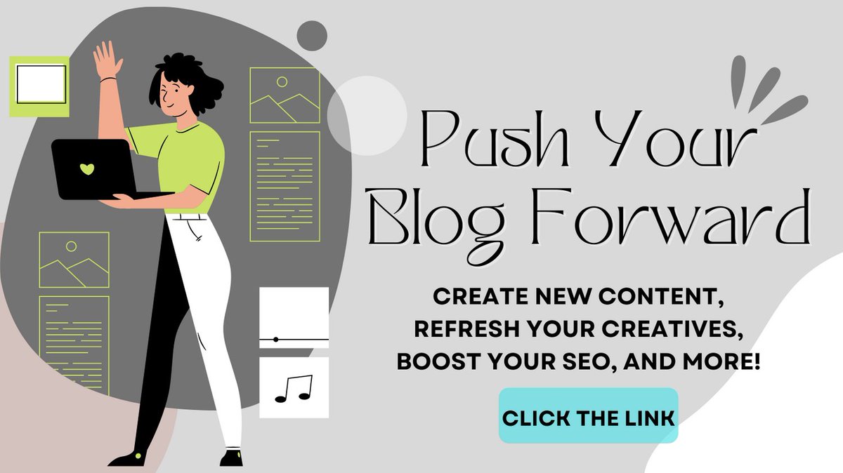 Push Your #Blog Forward and Build Your #Online Presence.  Create new #content, refresh your creatives, boost your #SEO, and more! 
fvrr.co/3vQi85V