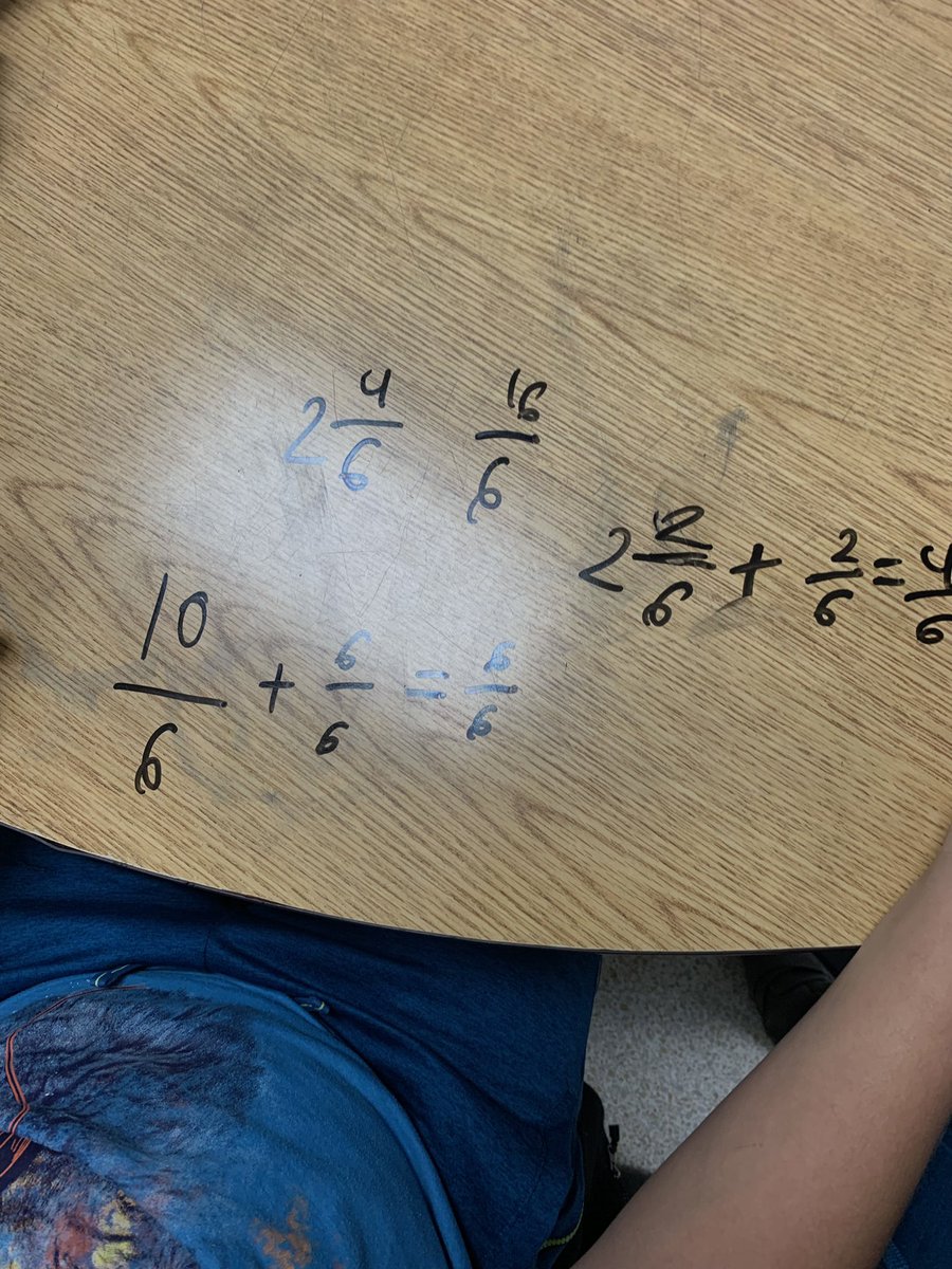 csg0623's tweet image. How Many Ways?!? Such a simple and easy way to build Fraction Sense! These Ss couldn’t write a mixed number or improper fraction when we started! Look at how many ways they could write today for the model!!!