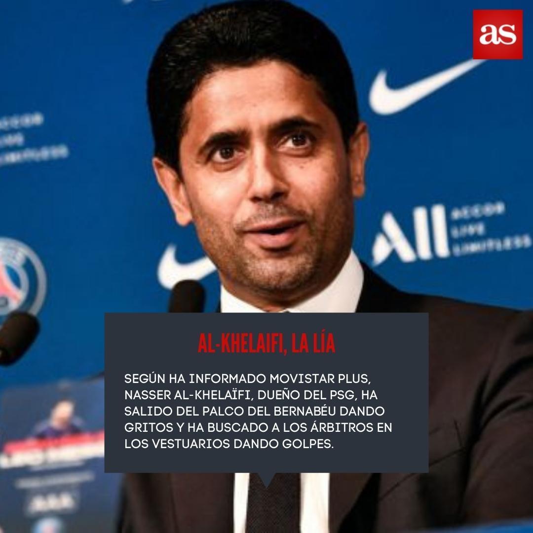 diarioas's tweet photo. 🚨 #ÚLTIMAHORA

💣El presidente del PSG, Nasser Al-Khelaifi, entra en cólera tras ver cómo el Real Madrid remonta y lo paga con el árbitro https://t.co/KTJS50o3X1