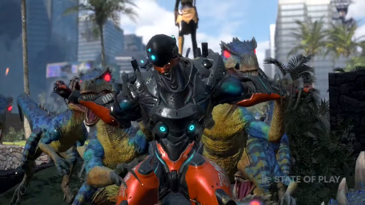 LEEFOXMCCLOUD05's tweet photo. I'll be completely honest I literally thought this was a dino crisis game but futuristic.. but real talk I might get this game exoprimal. #capcomreveal #capcom #gaming https://t.co/4s08Jr5OlK