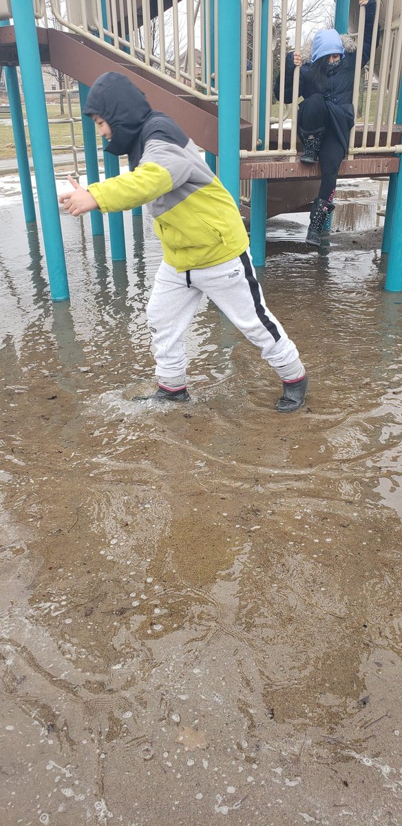 Our steps to the slide were very wet! #winterchallenge