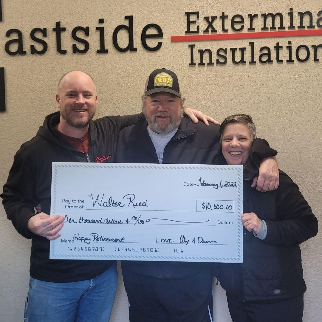 We want to give a sincere thanks and congratulations to Walt Reed, who recently retired after nearly 36 years as a Pest Management Professional at Eastside Exterminators! We will miss you, Walt - enjoy your retirement!