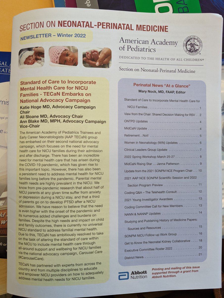 EmilyMillerMD's tweet photo. Look who made the front page of the @AAPneonatal newsletter! 

@CarouselCare__ is a national advocacy campaign to standardize mental health care for NICU families, led by @AliSloneMD @AnnBlake_MDMPH and Katie Hoge. 

Proud to have contributed to this work. https://t.co/G2BuzHUj0G https://t.co/2kHXDjttuX