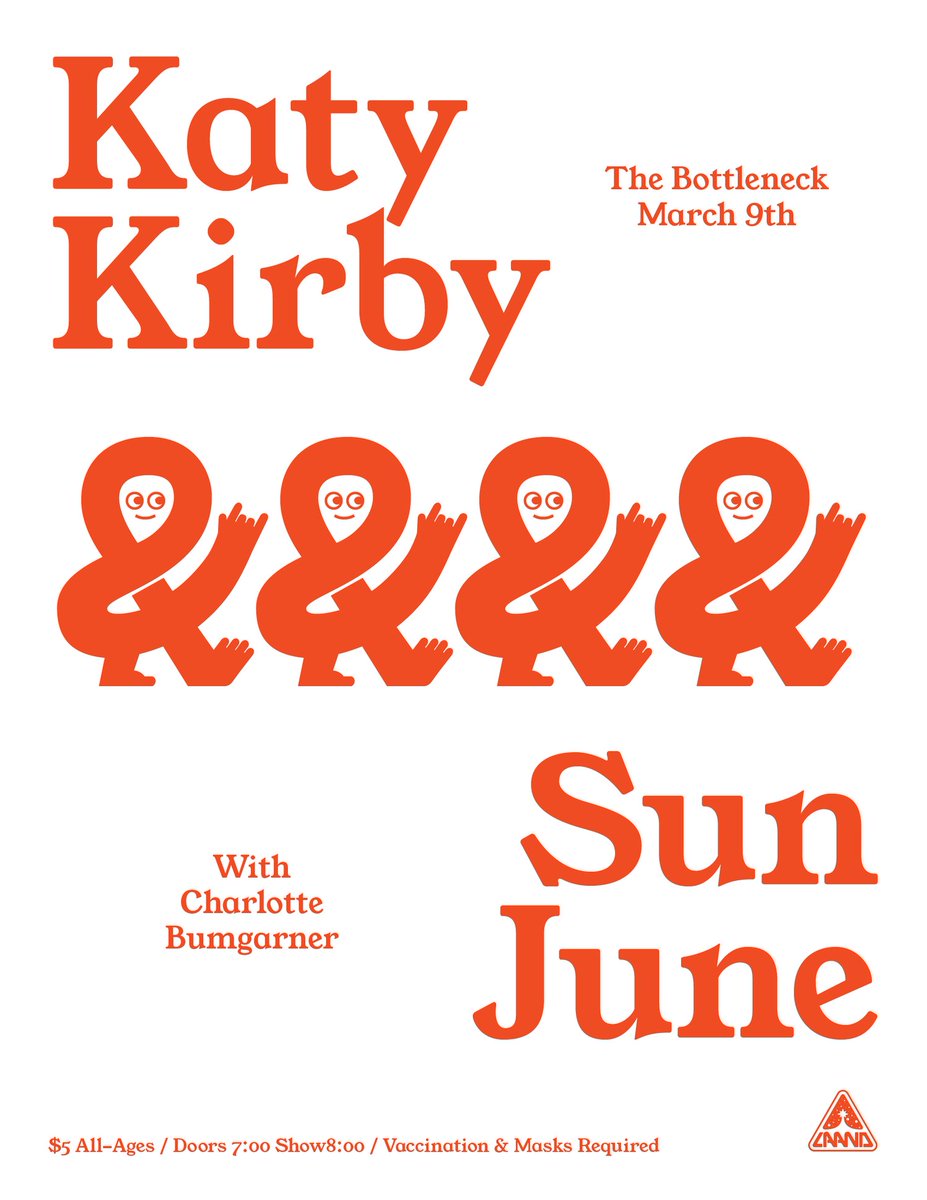 LAANDks's tweet photo. Come out for a nice all-ages night at the Bottleneck with Katy Kirby, Sun June and Charlotte Bumgarner!  The show will be over by 11p so you can make it home before the forecasted snowfall.

$5 tickets at the door.  Bring your mask and vax card. https://t.co/Eut9SM2coa