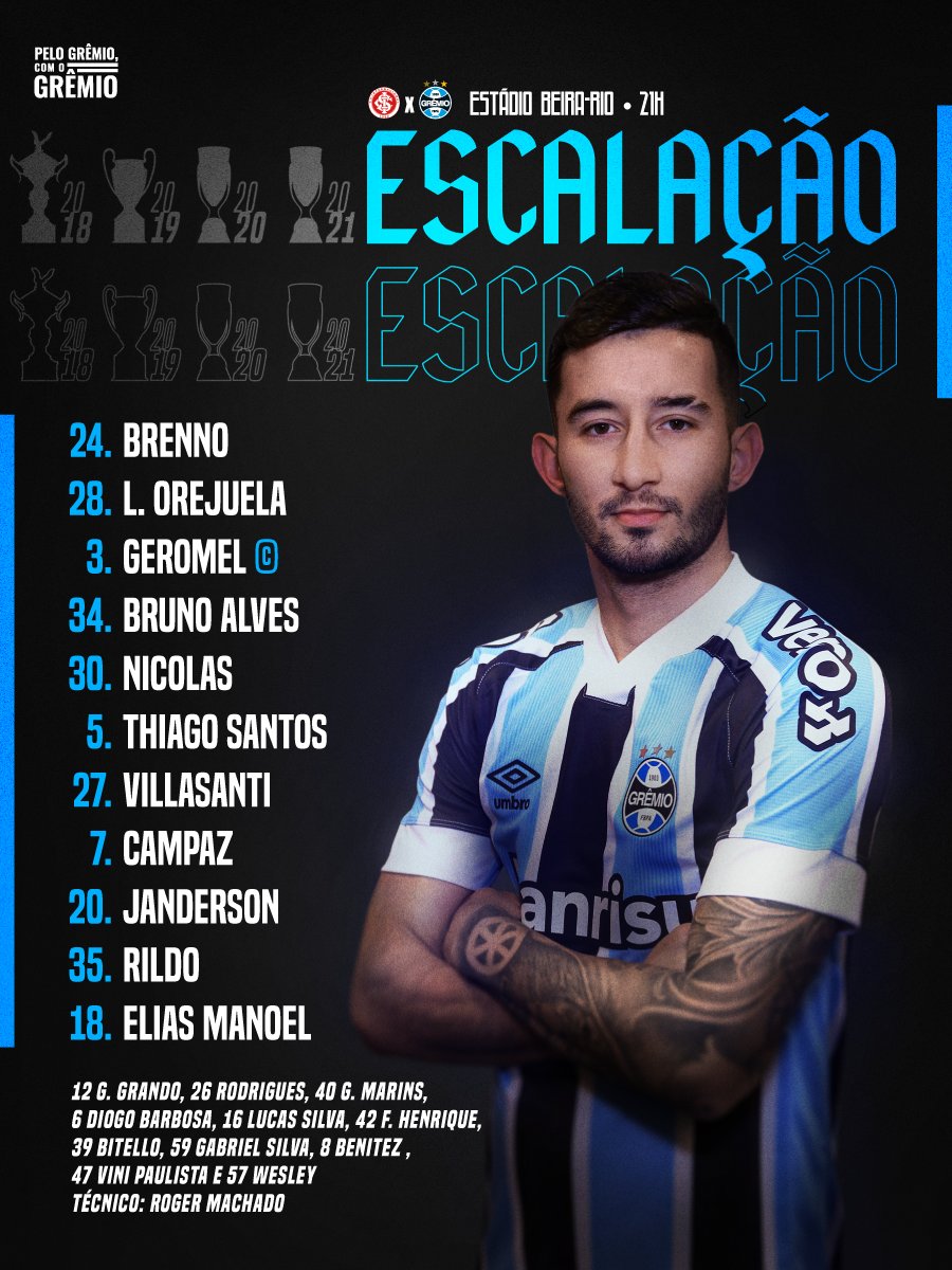 Grêmio FBPA on X: 📋ESCALAÇÃO DO TRICOLOR! 🇪🇪 #GRExCAX #Gauchão2022  #PeloGrêmioComOGrêmio  / X