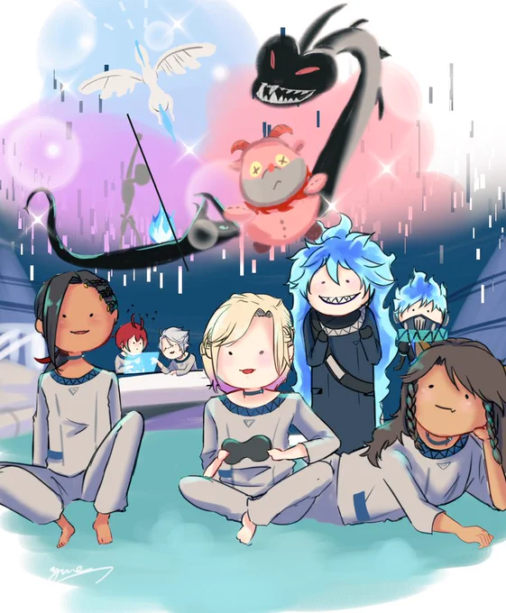 #ツイステファンアート
#twstファンアート
 ⚠6章中編らくがき
『ともだちがおうちにやってきた!』 