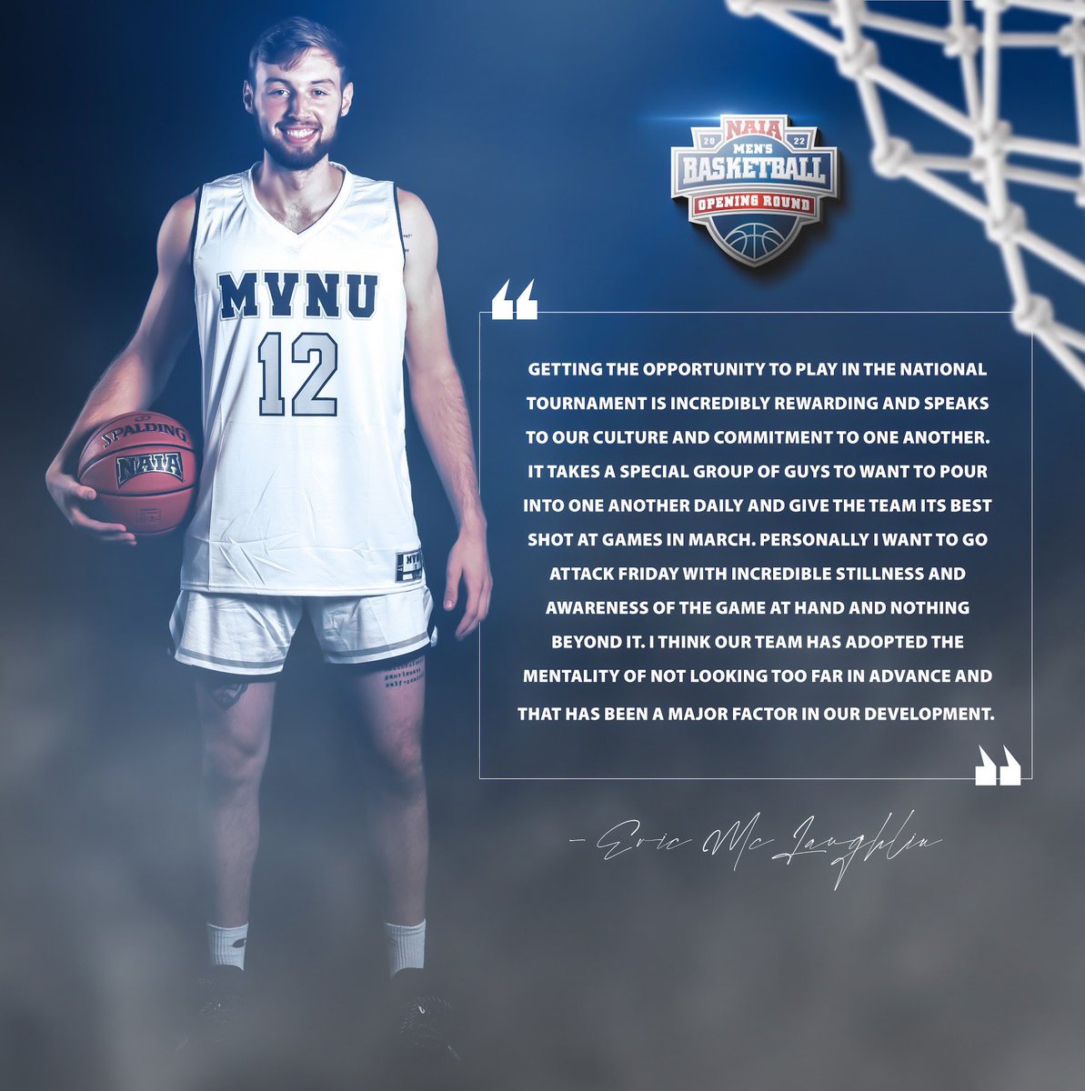 Eric McLaughlin of <a href="/RULECougar/">MVNU Basketball</a> on what the opportunity to play in the 2022 NAIA National Tournament means to him and the team 🗣