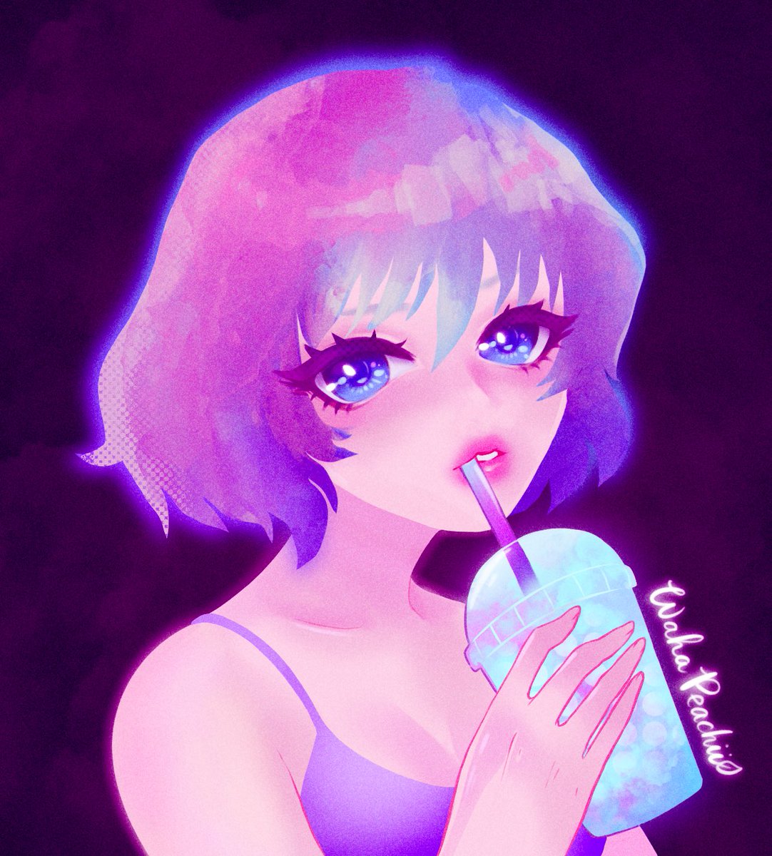 WahaPeachii's tweet photo. completely different than how I initially imagined this! Super fun experimenting with different brushes/textures, colors, layers and so I really let my self just go with the flow. 💖💖 #procreate #digitalart #bobagirl https://t.co/G38Vvc7NdG