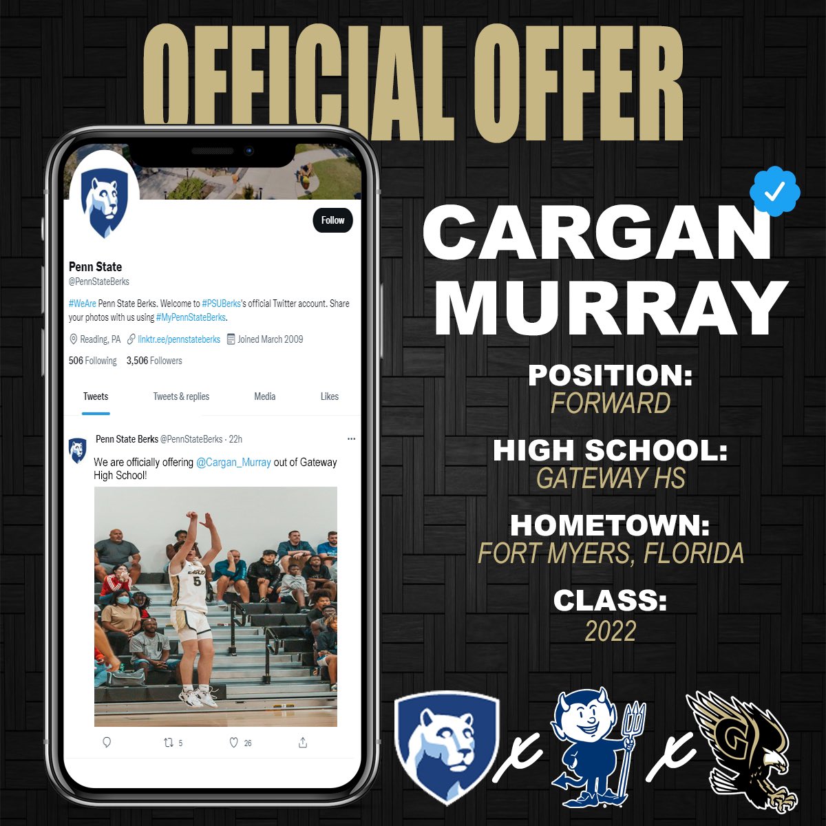 itsCoachQ's tweet photo. Congrats to guy @cargan_murray on an official offer!! #LBDBasketball #GatewayBBall https://t.co/uBacQSVhbA