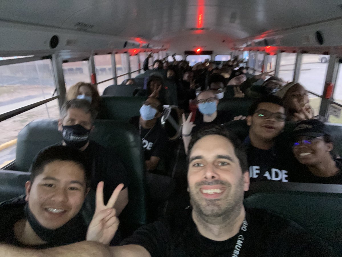 Meade Cheerleaders and PepBand off to make lots of noise for our Meade High Mustang Basketball team! #stateswmifinals <a href="/MeadeAthletics/">Meade Athletics</a> <a href="/MeadeHSAACPS/">MeadeHSAACPS</a> <a href="/MeadeBasketball/">Meade Basketball</a>