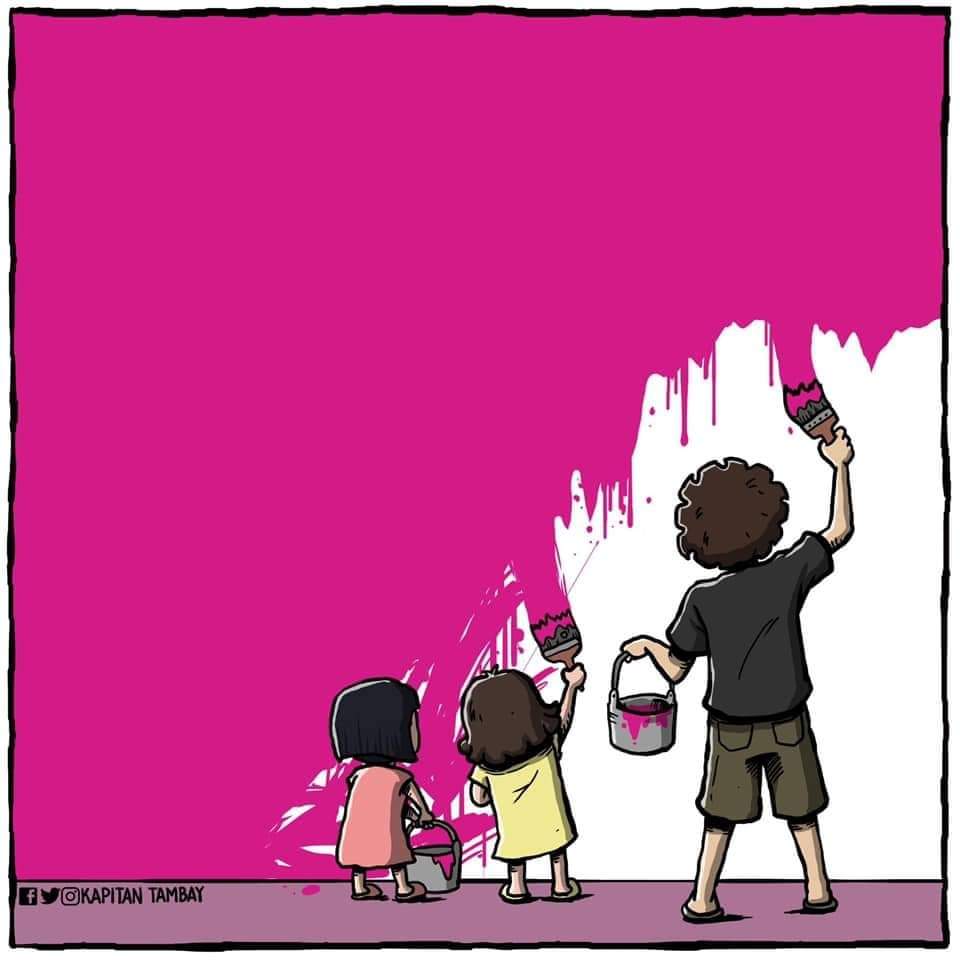 ANG PADER NI LUCAS
dalit ni rener concepcion

Napintahan nilang lahat
Buong pader ngayo'y rosas
Tanong ko, "Ano yan, Lucas?"
Sagot n'ya, "Kami 'yan. Bukas."