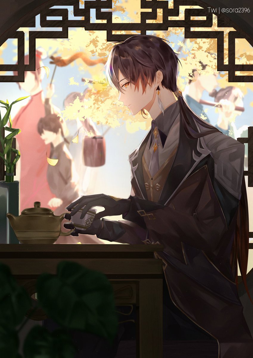 Will you join me? 🍵

I was so happy I got to draw for <a href="/GenImpactZine/">Carpe Diem Zine: WRAPPING UP!</a> ✨!
Leftover sales are now open💕

#GenshinImpact #zhongli