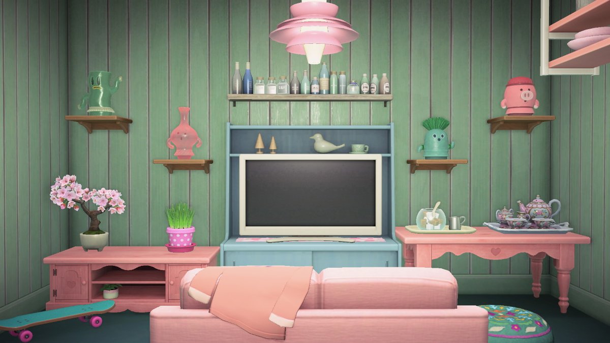 NookTitstchi's tweet photo. the 50in tv fits perfectly on the nordic shelves

#AnimalCrossing #ACNH #AnimalCrossingNewHorizons https://t.co/uufSzpE99S
