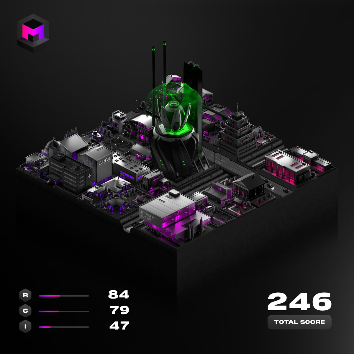 Strange large buildings keep showing up in the center of  blackout blocks. Some of them with shields. What could they be protecting? 🤔

#Metroverse #NFTGame