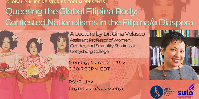GlobalPHStudies's tweet photo. We are excited to announce our next event happening on Monday, March 21st at 6pm EDT

@DrGinaVelasco (@Gettysburg College) will be discussing her new book QUEERING THE GLOBAL FILIPINA BODY (@IllinoisPress)

RSVP Link: https://t.co/b1w8JozNAl https://t.co/rH2emMb9ZW
