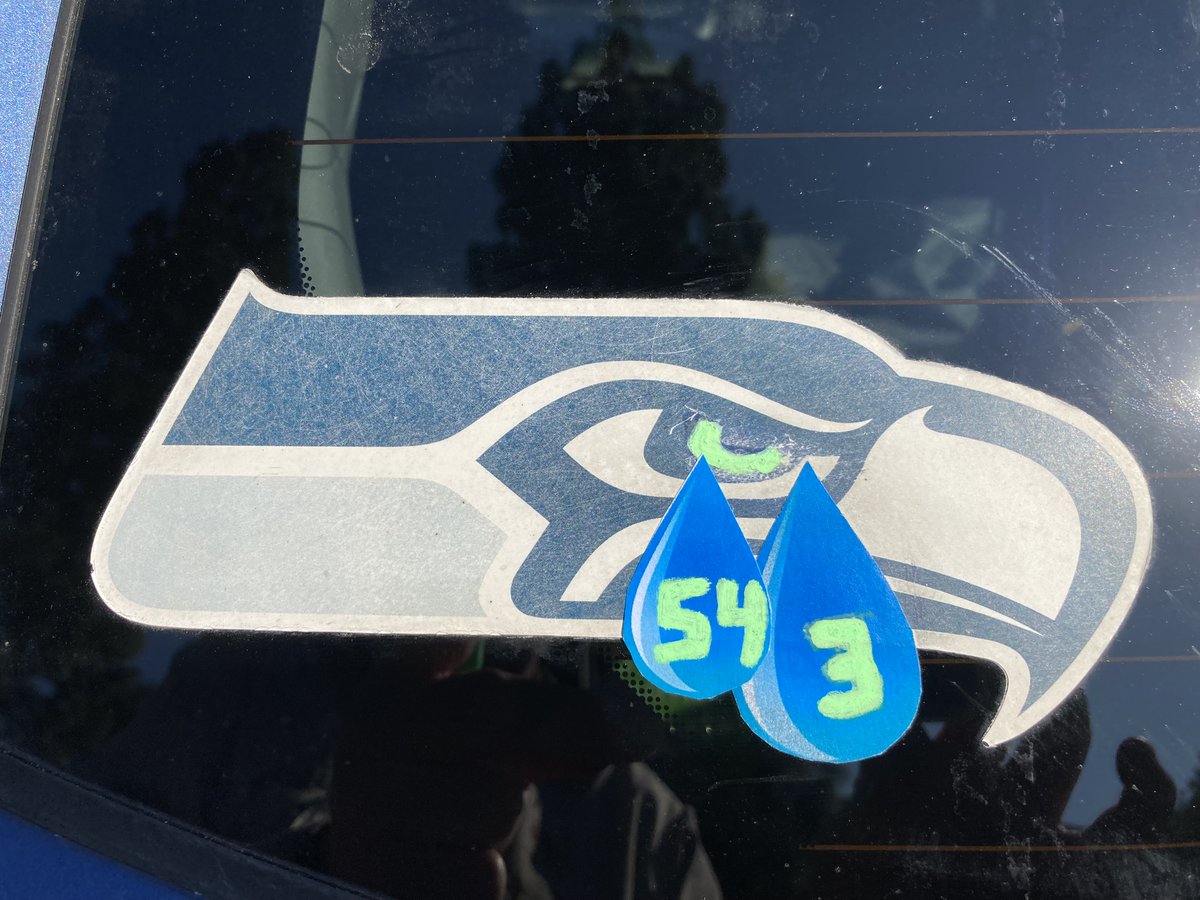 Seattle will never be the same. On my buddy Richard Sherrell's car, even the Seahawk is crying.