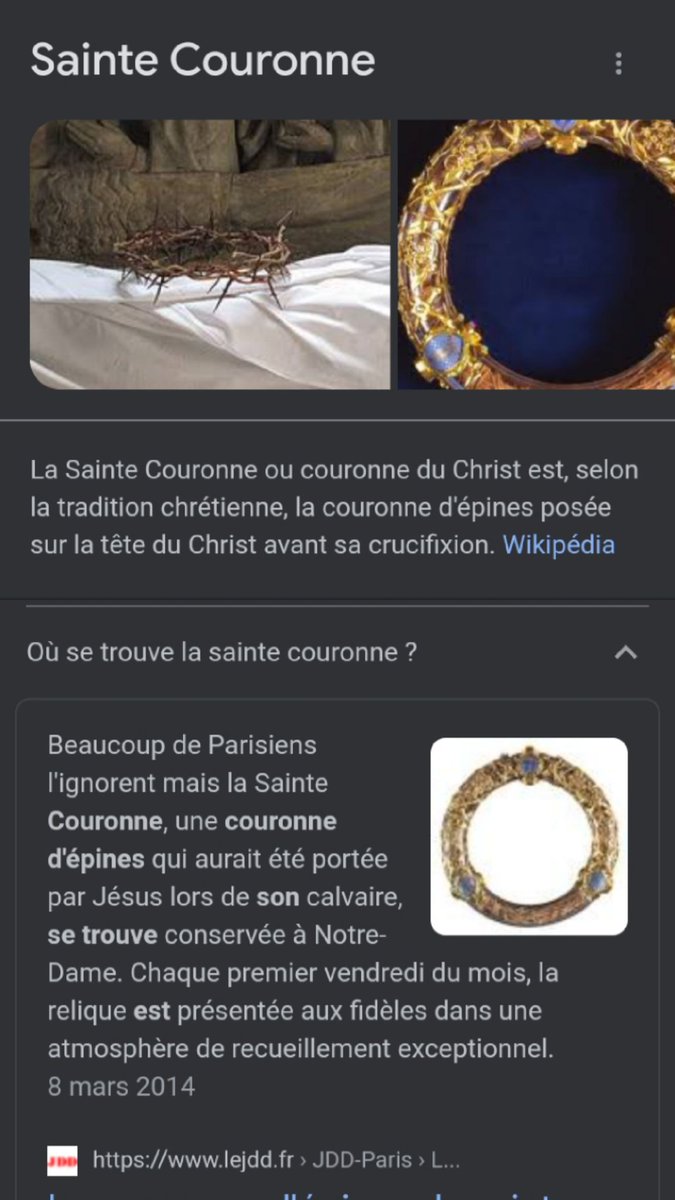 D_H_DV's tweet photo. Fait 1 : La Sainte Couronne (photo 1) était gardée à Notre-dame. ✝️ Depuis l'incendie, elle est gardée au Louvre 🔺️👁 (photo 2). https://t.co/jgh49oOfct