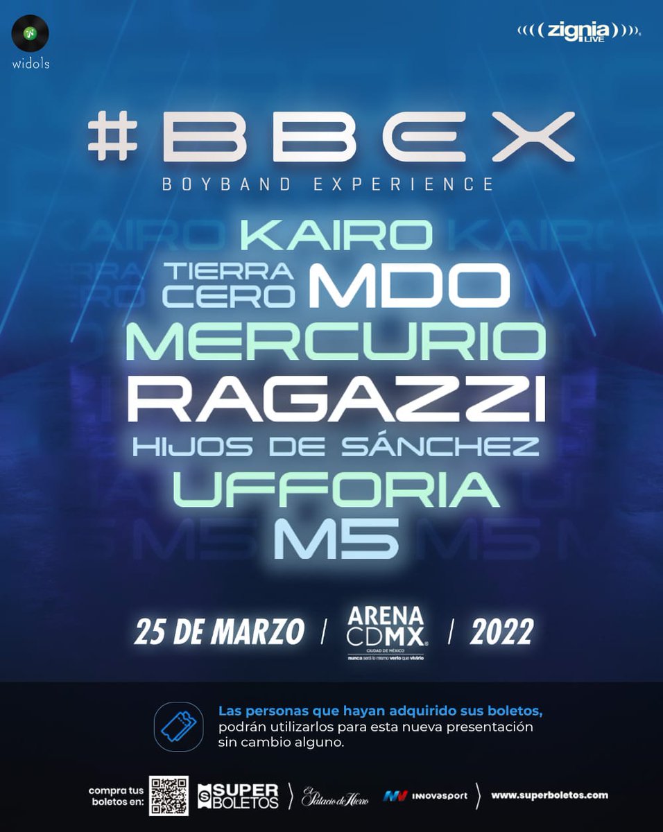 mninoticias's tweet photo. ✨Llegan a @ArenaCdMexico #BoyBandExperience este 25 de marzo 🎵 con #MDO #Kairo @TierraCeroOf @RagazziOFICIAL #Ufforia #M5 @hijosdesanchez y @GrupoMercurio
@bbex_mx
#BBEX
@widolsmusic https://t.co/hf8kYVrOVO