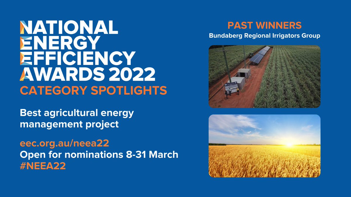 EECouncil's tweet photo. The National Energy Efficiency Awards are open for 2022!
Nominate a world-class #energymanagement project in the agriculture sector that should be recognised for performance, leadership and innovation
https://t.co/Ko0AVOv24a

#NEEA22
#energyefficiency https://t.co/iSv3yguRrN