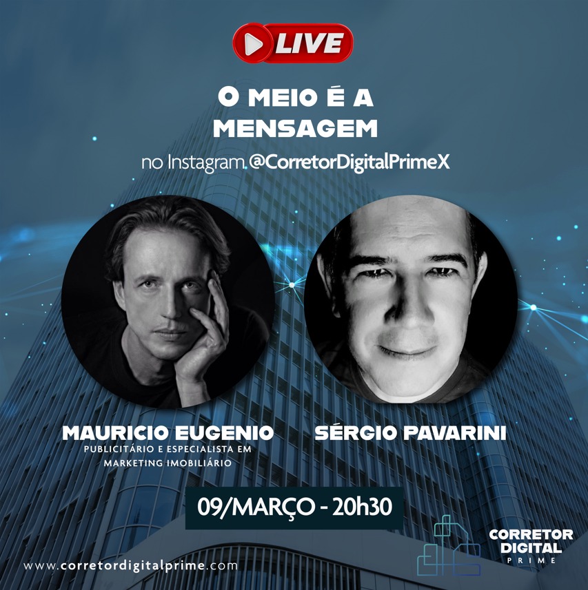 pavarini's tweet photo. "O meio é a mensagem"
Esse será o tema do meu papo com Mauricio Eugenio, publicitário megapremiado e especialista em Marketing Imobiliário.
Às 20h30, no link abaixo:
https://t.co/7oZuyxkC06
#CorretorDigitalPrime https://t.co/JYhsT3WDOB