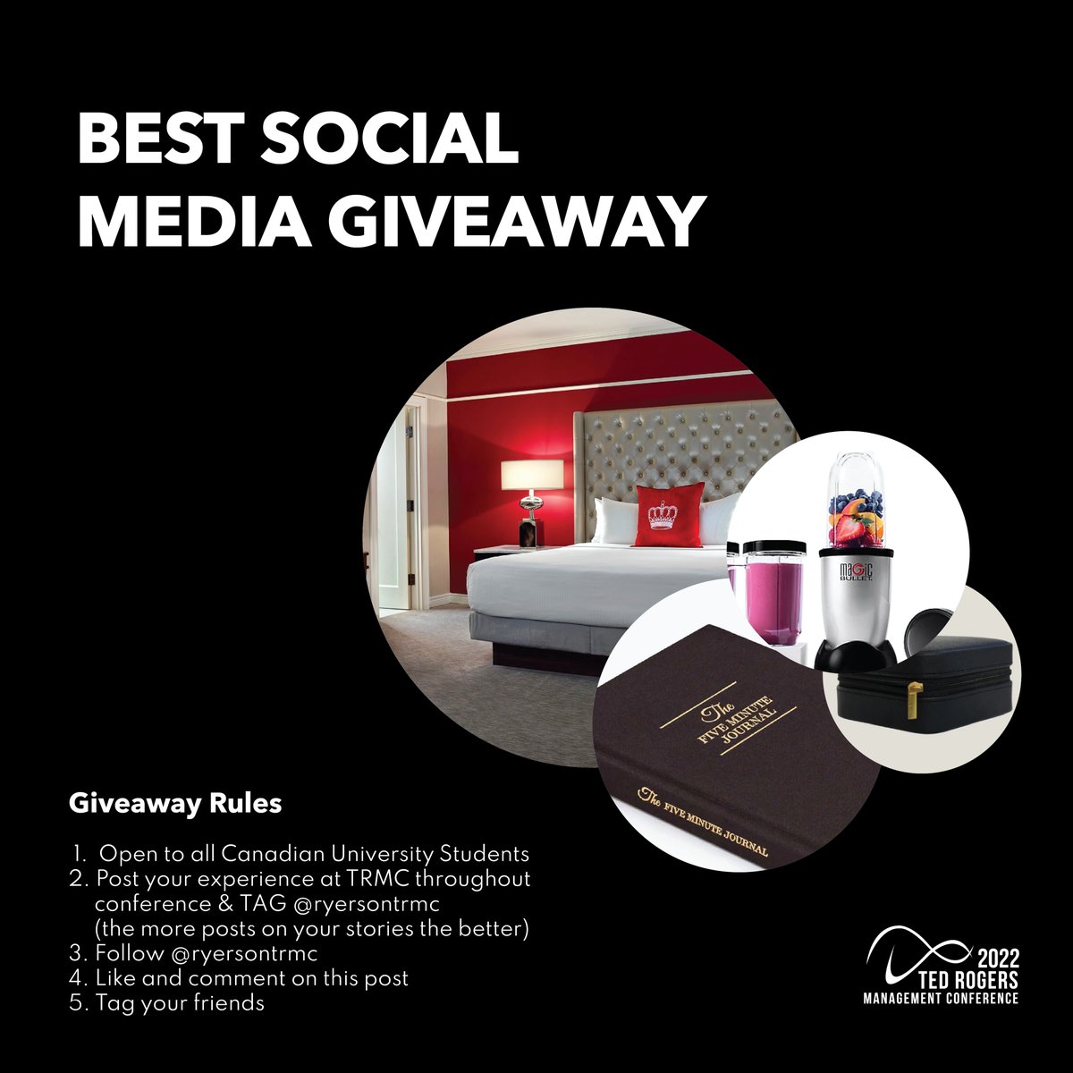 🚨 SOCIAL MEDIA GIVEAWAY ALERT 🚨

In honour of TRMC week, we’re giving you all a chance to win some amazing items including a Magic Bullet, a 1-night stay at Omni King Edward Hotel, a Jetsetter case from Lis the Label, PLUS MORE! 

Check out our IG post for rules on how to enter