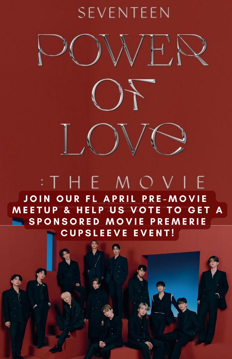 SVTinFLORIDA's tweet photo. CALLIN ALL CARATS 🗣️
We're planning an APRIL meetup for MIA &amp; possibly ORL before the movie (date &amp; time TBA)
Please help us vote for Carats on https://t.co/9L61TZTEmN to help get us some nationwide sponsored cupsleeve events for the movie premiere! https://t.co/zOVWh2yHIu