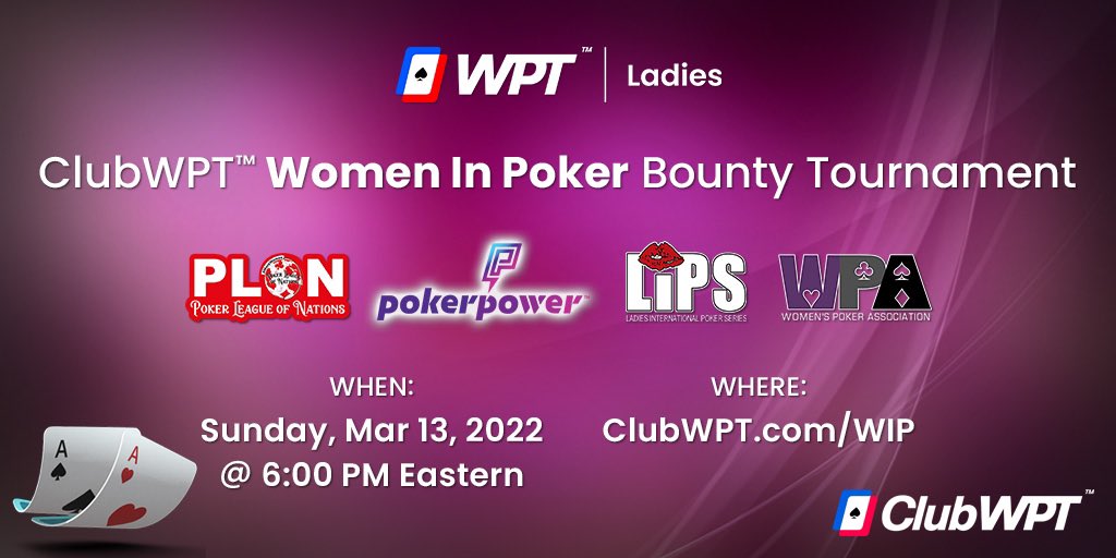 (2/2)… tournament but are not yet a member, <a href="/ClubWPT/">ClubWPT</a> offers a 14-day FREE trial!🙌 *NO PURCHASE NECESSARY… For more information on the WIP bounty tournament👉 clubwpt.com/WIP
See you all on Sunday!!🙌😍💃🏻✨