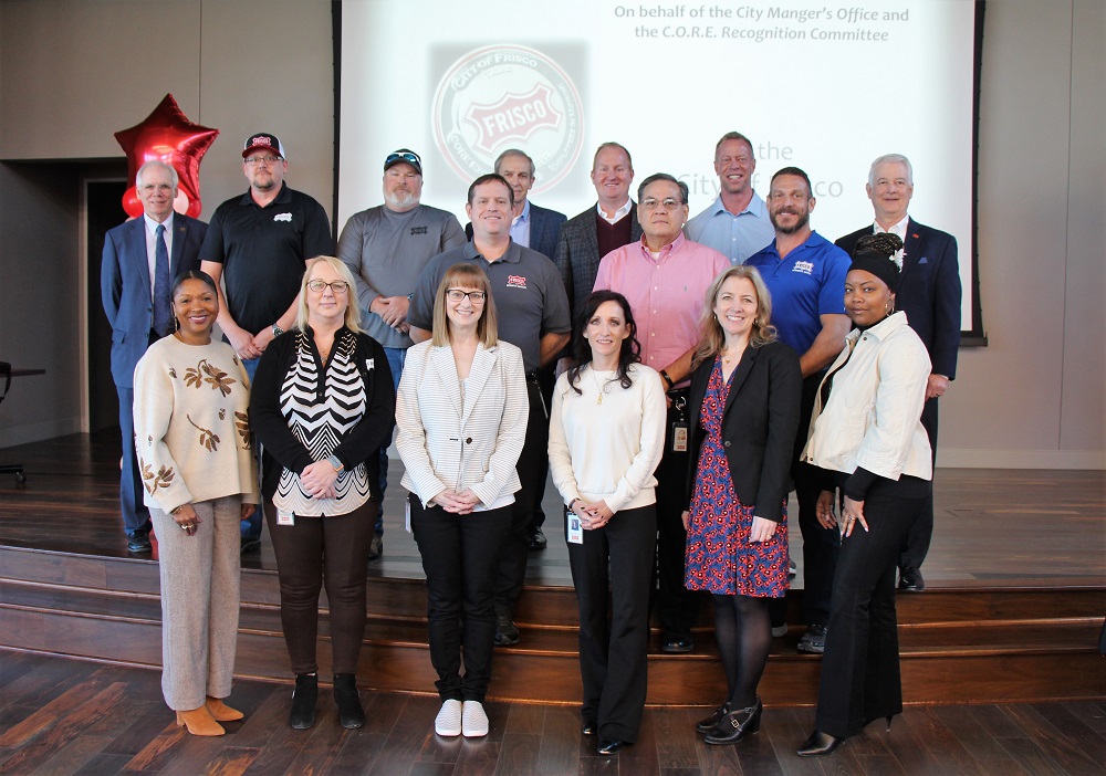 CityOfFriscoTx's tweet photo. Congratulations! Today Mayor @JeffCheney, city council and city managers recognized our 2021 Employees of the Year. Employees are awarded for exemplifying our CORE Values: 
-Our Employees
-Outstanding Customer Service
-Fiscal Responsibility
-Integrity
-Operational Excellence https://t.co/jjjnjbf8qL