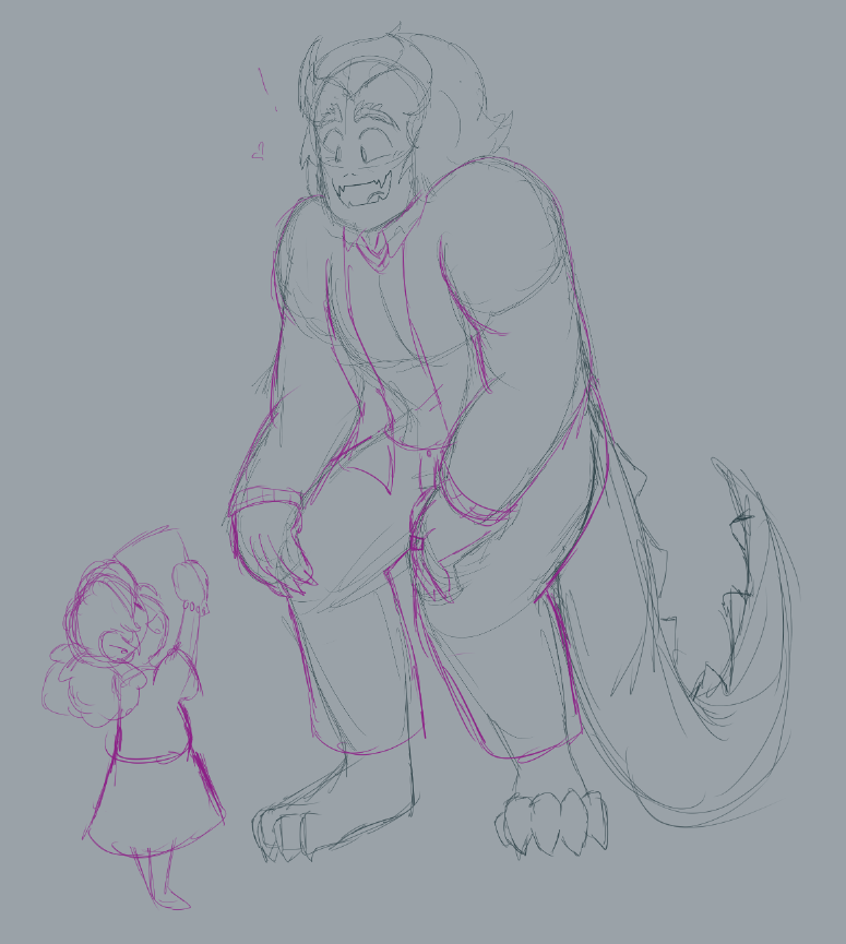 sirensavior's tweet image. Soooo I'll be redesigning Ross Aria and I probably won't finish this drawing now but uuuuh have my little brainstorming sketch I did of him! I really liked the idea of a big scary looking guy surrounded by a class of kids who just adore him. XD