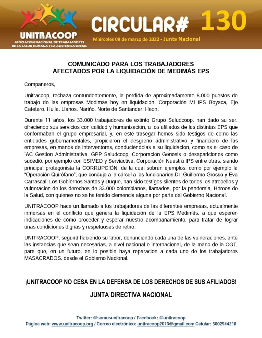 CGT Oficial Colombia tweet media