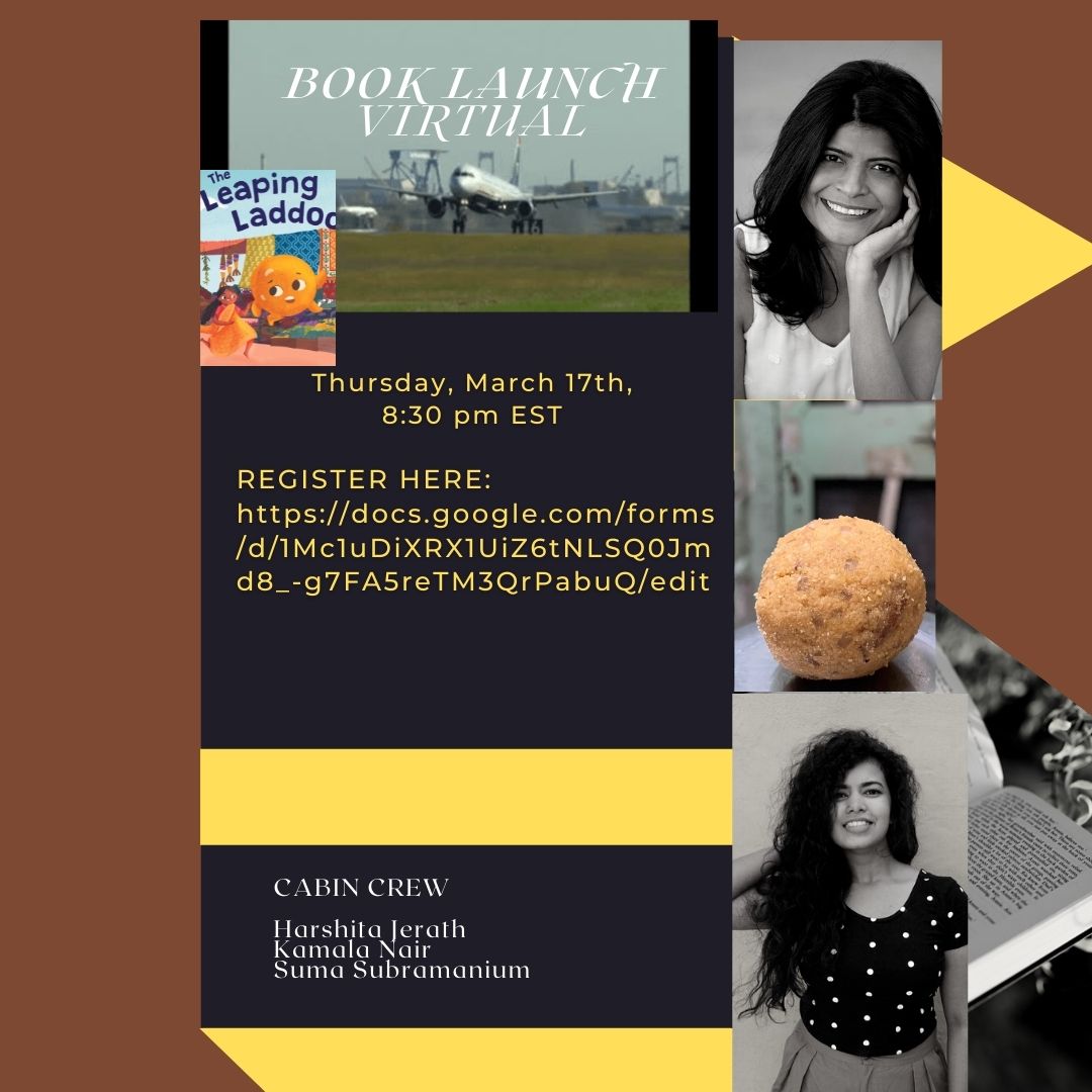 HJerath's tweet photo. Welcome to the virtual launch of THE LEAPING LADDOO
Sit back and enjoy the streets of India
Thursday, March 17th, 8:30 pm EST, 6:00 AM IST
REGISTER HERE:
https://t.co/fq1IdvblCV

@busybethm @AlbertWhitman @kamala_m_nair @suma_v_s https://t.co/DUHRo9fldX
