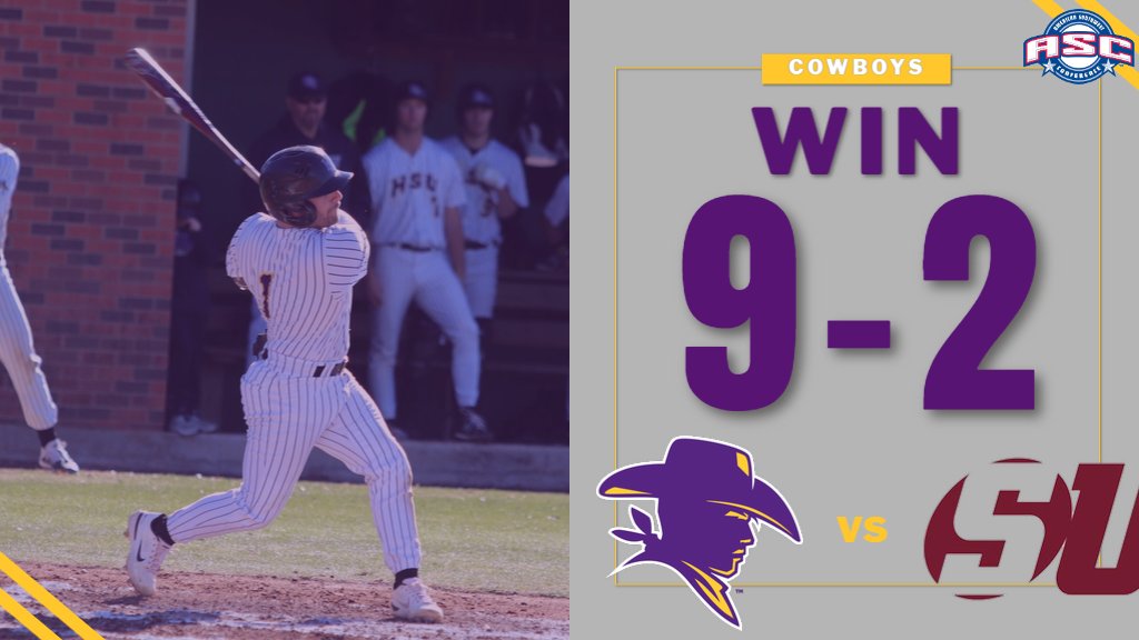 HSUAthletics's tweet photo. COWBOYS WIN!!! A 4-run 5th inning propels HSU to their 6th win of the year. The Cowboys will be back in action this Saturday for a home doubleheader against Southwestern #ASCbsb #D3bsb https://t.co/5nBrcZ9NtR